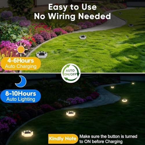 Solar Paw Print Lights 4 Pack, Outdoor Waterproof Solar Garden Lights, Lawn Patio Pathway Decorative Lights, Pet Dog Lovers Gifts for Women Mom Mother's Day — view 3