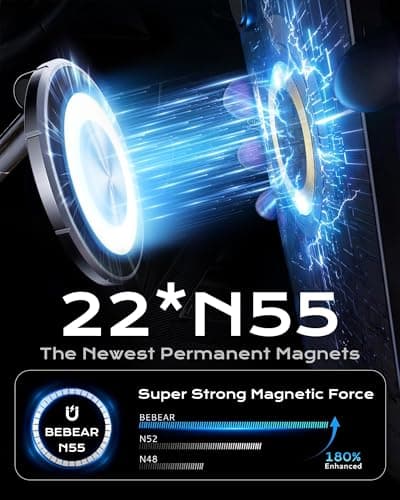Phone Holder Car for Magsafe, [Military-Grade Metal 80+LBS Hyper Suction & 4400gf Magnetic] 360° Adjustable Car Phone Holder Mount Car Accessories for iPhone 17 16 15 14 Series and Android — view 4