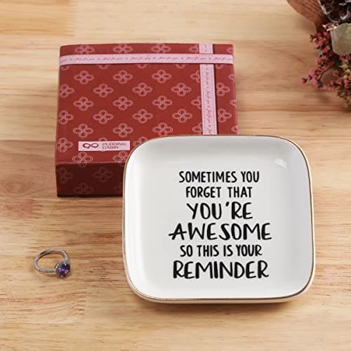 PUDDING CABIN Inspirational Gifts for Women Unique, Birthday Gifts for Women, Sometimes You Forget You're Awesome Ring Dish, Encouragement Gift for Daughter Best Friend Coworker — view 2