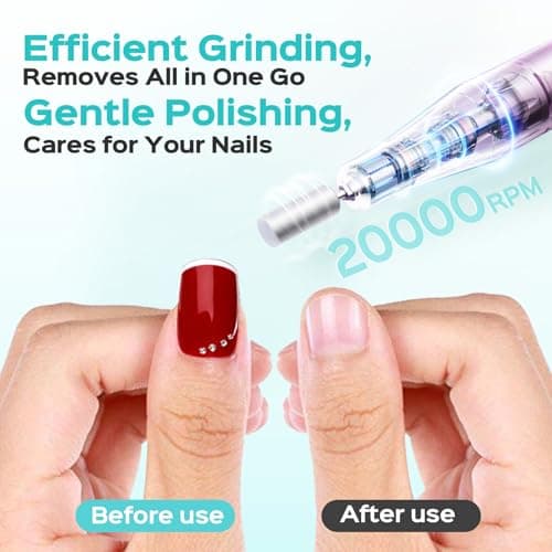 COSLUS C52 Electric Cordless Nail Drill: Professional Nail File kit with LED Screen for Acrylic Gel Powder. Portable for Home DIY & Salon Use. Manicure Pedicure for Beginners, Women, Travel, Purple