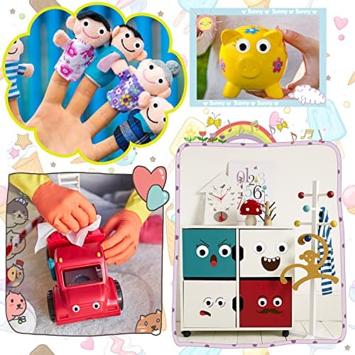 200 Pieces Wiggle Eyes, FEBSNOW Googly Eyes Self Adhesive Black White Plastic Googly Eyes Mixed Assorted Sizes Sticker Eyes for DIY Crafts Decoration(6mm -12mm) — view 4