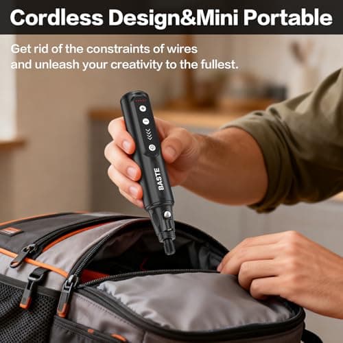 BASTE Mini Cordless Rotary Tool 4V, 5-Speed Rotary Tool Kit with 109 Accessories, Type-C Charging Power Rotary Tool for Etching & Engraving, Sanding, Drilling, Polishing, DIY Crafts(Black) — view 4