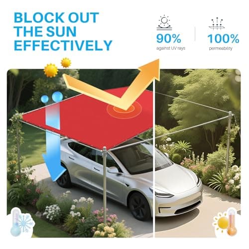 Patio Paradise 14' x 30' Sun Shade Cloth with Grommets Rectangle Shade Sail Canopy Pergola Cover with Straight Edge, UV Block Fabric for Backyard Deck Outdoor Activities, Red — view 2