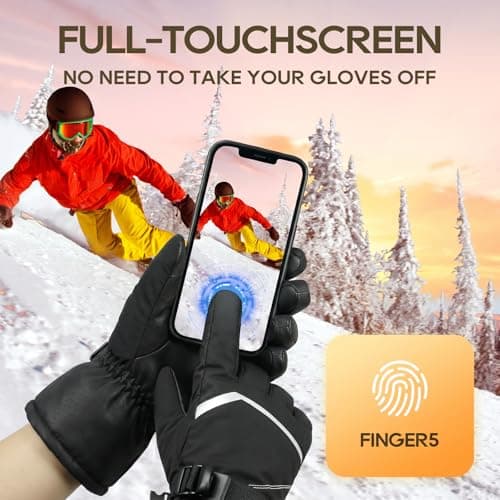 Hoglaves Winter Gloves for Men Women, Windproof Waterproof Ski Gloves, Cold Weather Glove with Touchscreen Thermal Anti-Slip for Cycling Motorcycle Snowboarding — view 5