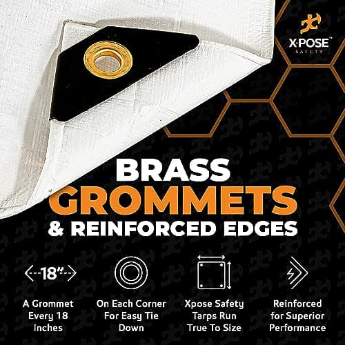 Heavy Duty White Poly Tarp 10' X 15' - Multipurpose Protective Cover - Durable, Waterproof, Weather Proof, Rip and Tear Resistant - Extra Thick 12 Mil Polyethylene - by Xpose Safety — view 2