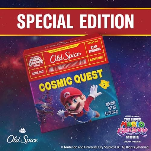 Old Spice Bar Soap for Men, x The Super Mario Galaxy Movie, Cold Pressed with Grit, Made with Natural Oils & Plant Based Cleanser, Star Showers with Juicy Pear & Cedarwood Scent, 5.0 oz — view 5
