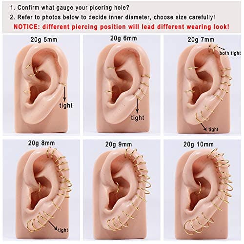 18k Gold Plated Septum Hoop Conch Rings for Women & Men 16 Gauge 12mm — view 3