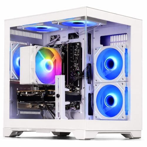 WIWB Gaming PC Desktop Computer - Ryzen 5 5500, Radeon RX 6500XT 4GB, 16GB DDR4 RAM, 512GB NVME SSD, Prebuilt Tower for 1080P Gaming, Streaming, School & Home Office (White)