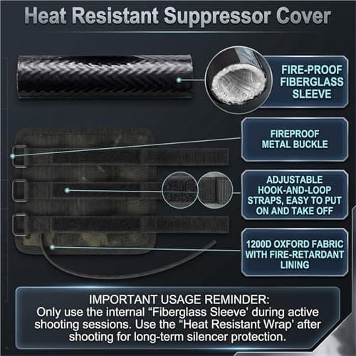 Tactical Suppressor Cover 5/6/7/7.5/9 Inch Silencer Heat Shield Sleeve with Burnproof Microfiber Sleeve & Silicon Lining for Hunting Shooting Gear(Black,6in) — view 2