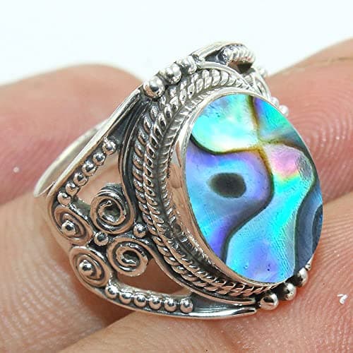 Fine Sterling Silver Ring For Women &s Abalone Shell Ring Sterling Silver Minimalist Ring Bezel Set Gemstone Ring