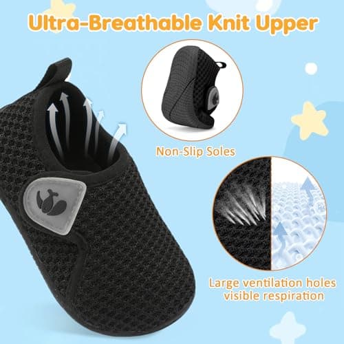 JOINFREE Baby Girls Shoes Boys Sneakers Barefoot Infant First Walking Shoe Sports Sneaker Black 12-18 Month Infant — view 3