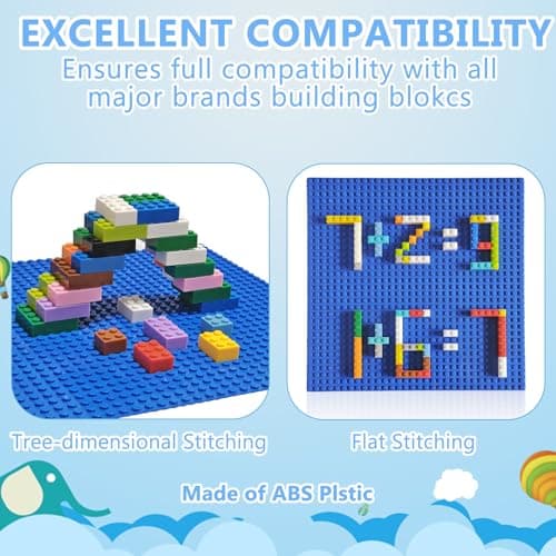LABITITOUR 4 Pack of 10 x10 Classic Building Baseplates,Building Toy Base Boards to Build On, Brick Toy Builders Mat Compatiable with All Major Brands (Multicolored) and Activity Table-Base Plate