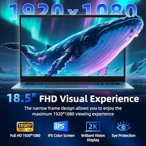 SGIN 18.5 Inch Laptops Computer, 16GB RAM 1024GB SSD Ordinateur Portable Win 11 Laptop, Core i3 Processor, 180° Open Angle, Type-C, 8000mAh, WiFi 6, HDMI, for Business and Students(Blue) — view 2