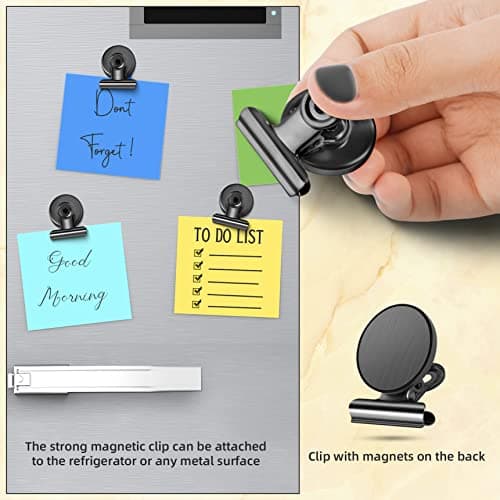 Grtard 6 Pack Magnetic Clips Heavy Duty, Magnet Clips for Fridge, Refrigerator Magnets, Strong Magnetic Clip,Scratch Free Magnets with Clip for Refrigerator, Whiteboard, Classroom, Locker(Black) — view 2