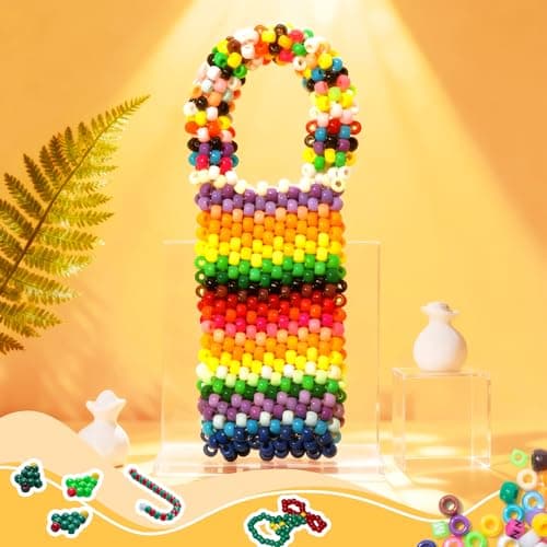 Simetufy 3600Pcs Pony Beads Bulk, 24 Assorted Colors Rainbow Plastic Beads for Hair Braiding Friendship Bracelets DIY Crafting Kandi Jewelry Making (2.06lb) — view 7