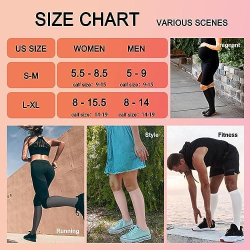 4 Pairs Compression Socks for Women Circulation-Best Support for flying Running,Athletic,Travel,Hiking,White,PinkGifts S-M — view 5