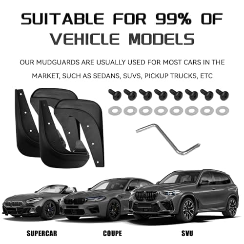 CCNU 4PCS Car Mud Flaps Splash Guards No Drilling Mudguards Front Rear Fender Guards Wheel Tire Mud Splash Protection Universal Fit Sedan SUV Truck Pickup Heavy Duty Automotive Replacement Accessories — view 5