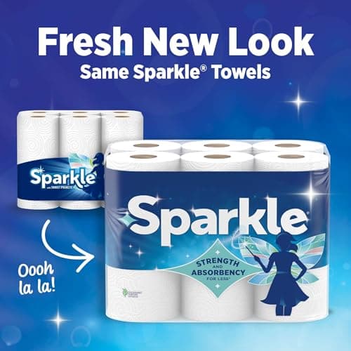 Sparkle Pick-A-Size Paper Towels, Spirited Print Design, 6 Double Rolls (660 Sheets Total) - Strong 2-Ply Towels for Kitchen Cleanup and Everyday Messes — view 3