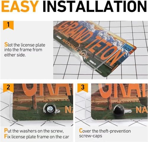License Plate Frame Cover,Curved surface Design,2pack- License Plate Protector.Fits Standard 6x12Inches License Plates,Protect Your Front & Back License Plate Frame (Transparent)