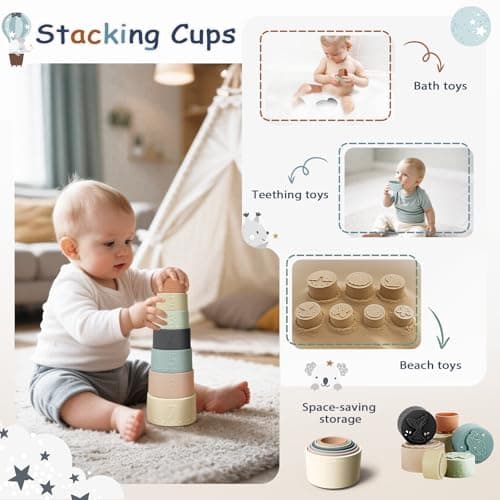 5 in 1 Montessori Baby Toys Set Blue for 6+ Months — view 3