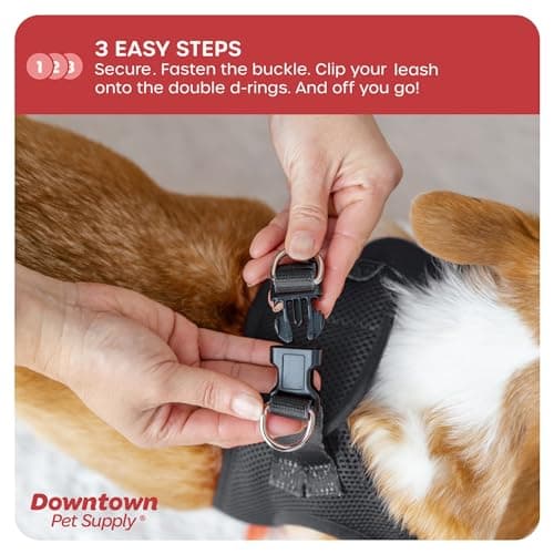 Downtown Pet Supply - Dog Harness for Small Dogs No-Pull - Step in Dog Harness - Padded Mesh Fabric Dog Vest with Reflective Trim, Velcro and Buckle Straps - Charcoal - S — view 5