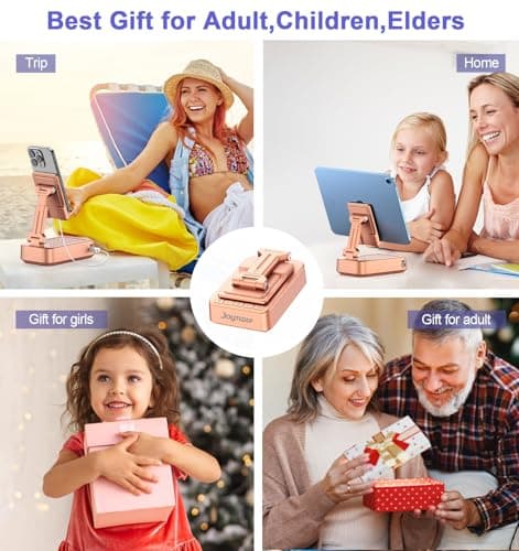 Joymate Gifts for Women Girls, Bluetooth Speaker Phone Stand with Charging Function 360° Rotable Adjustable Cell Phone Holder with HD Surround Sound for Desk Fits All Phones,Tablet (Rose Gold) — view 5