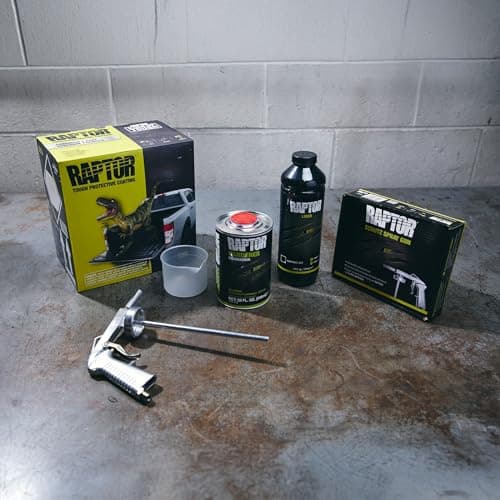 U-POL Raptor Black 0820VG with Spray Gun Bed Liner Kit – 4 Quarts, 2K Urethane, UV Resistant Protective Coating, DIY Spray-On Truck Bed Liner — view 2