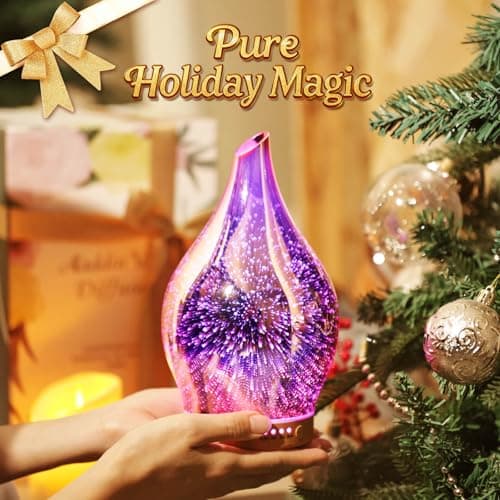 Porseme Essential Oil Diffuser 3D Firework Glass Aromatherapy Ultrasonic Humidifier Auto Shut-Off Timer Setting BPA Free Aroma Decoration for Home Office Spa Gift 150ml (Rose Gold) — view 5