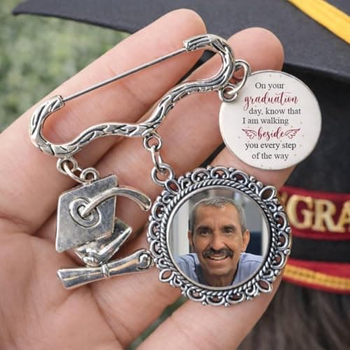 Personalized Angel Wing Graduation Tassel Photo Charm, Custom Memorial Cap Accessory, Class of 2026 Keepsake, Meaningful Graduation Gift for Him or Her, 1 — view 2