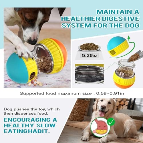 BSISUERM Dog Treat Dispensing Puzzle Toy Adjustable Food Dispenser Slow Feeder Puppy Enrichment Rolling Ball Pet Interactive Chase Toys Stimulating Game for Small Medium Dogs Gift to Keep Them Busy — view 3