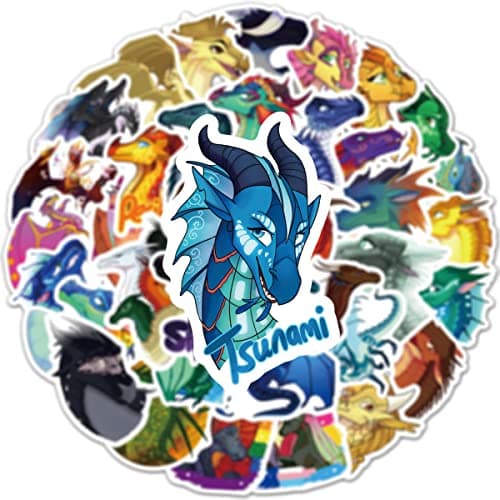 60PCS Wings of Fire Dragon Stickers Pack Manga Character Sticker for Water Bottle Laptop Skateboard Journal, Waterproof Vinyl Cool Decals for Teens Adults Party Supplies — view 3