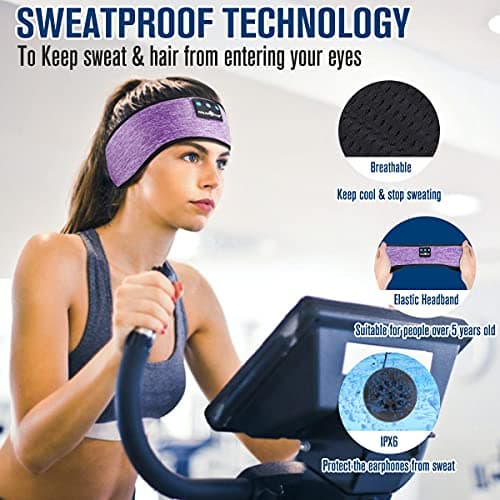 MUSICOZY Sleep Headphones Bluetooth Headband, Wireless Music Sleeping Headphones Sleep Mask Earbuds IPX6 Waterproof for Side Sleepers Workout Running Insomnia Travel Yoga Cool Tech Gadgets Unique Gift — view 3