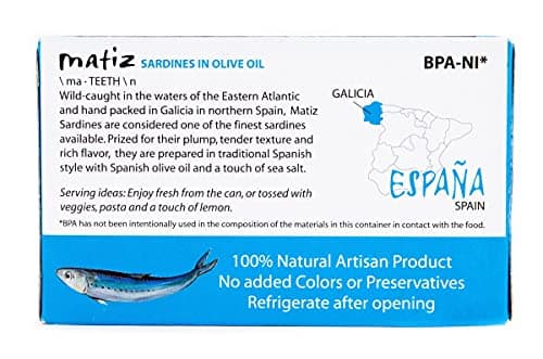 Matiz Sardines in Olive Oil, 4.2 Ounce Can (Pack of 12) Spanish Gourmet Wild Caught Natural Fish for Tapas, Snacks, or Meals, Protein Rich, Sealed Freshness — view 2