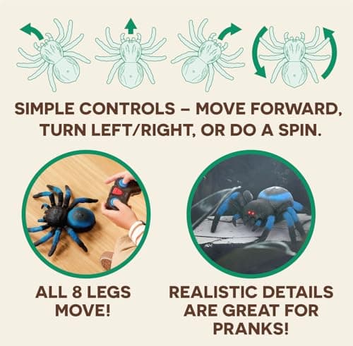 Terra by Battat Remote Control Spider, LED Eyes, 360 Spin, Blue, Animals — view 3