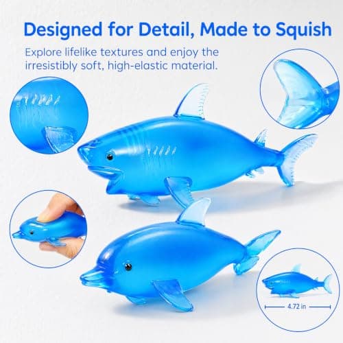 2 Pack Blue Shark & Dolphin Squishy Stress Balls, Collectible Figurines — view 4