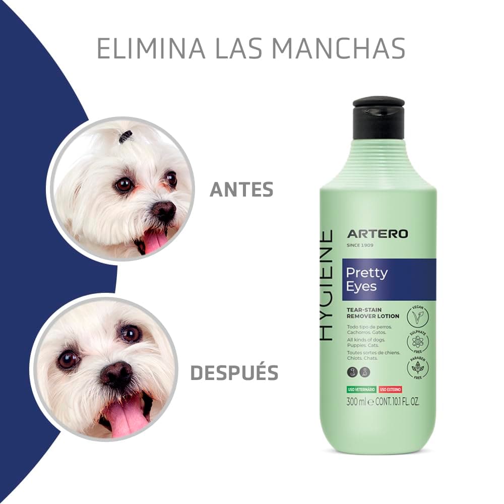 Artero Pretty Eyes. Limpiador ocular y zona lagrimal. Elimina manchas del lagrimal de perros y gatos. Limpiador Ojos Perros. Ingredientes Naturales. Higiene para perros y gatos. — view 3