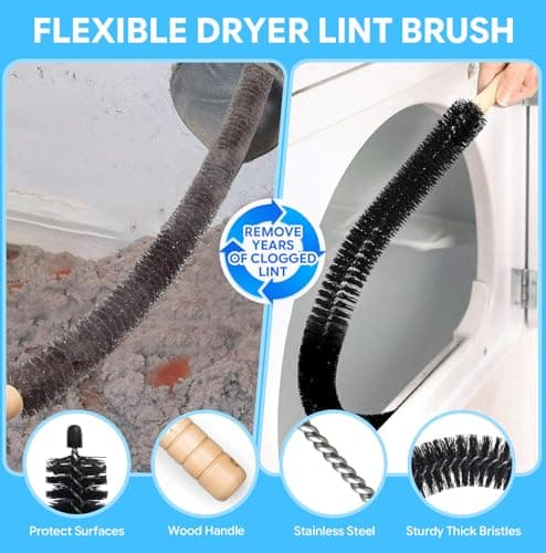 Dryer Vent Lint Cleaning Kit: 2-Pieces Universal Vacuum Attachment Brush Solution for Homeowners - Dryer Hose Vent for Lint Removal Use — view 4