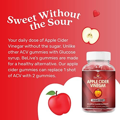 Apple Cider Vinegar Sugar Free Gummies with the Mother – For a Healthy Diet - Gluten Free, No Glucose Syrup, ACV Gummies Alternative to Capsules & Drink (60 Ct) - 1 pack — view 3