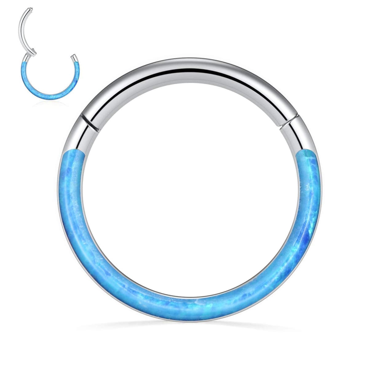 hengkaixuan CZ Opal Septum Jewellery Daith Ring Conch Hoop Seamless Clicker Ring Surgical Steel Rook Tragus Conch Piercing Jewellery Small Hoop Earring Nose Hoop Ring — view 19