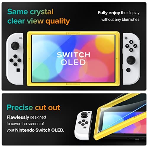 [4 Pack] iVoler Tempered Glass Screen Protector Designed for Nintendo Switch OLED Model 2021 Transparent HD Clear Screen Protector for Nintendo Switch OLED 7'', Bubble Free — view 4