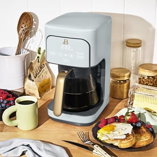 B - 12-Cup Programmable Coffee Maker with Touch Controls, Auto Brew Timer, Reusable Filter, Large Glass Carafe, Countertop Coffee Machine (Hydrangea) — view 5