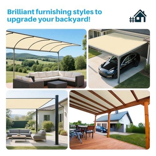Patio Paradise 7' x 15' Sun Shade Cloth with Grommets Rectangle Shade Sail Straight Edge, Outdoor Patio Shade Canopy Pergola Cover UV Block Fabric for Backyard Deck Garden Activities, Beige — view 4
