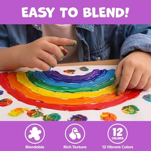 Finger Paint for Toddlers 1-3+, Washable Paint for Kids - Toddler Finger Painting - Non Toxic Baby Safe Toddler Art Supplies for Hand and Feet - Preschool Learning Activities Gifts for Kids Ages 2-4 — view 5