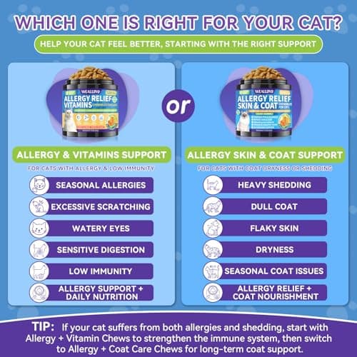 Cat Allergy Relief for Cats, Allergy Treats with Multivitamin Omega-3 Probiotic for Cats, Immunity Supports Seasonal Itching Licking & Scratching for All Breeds 500 Crunchy & Krill Core Chicken Flavor — view 4
