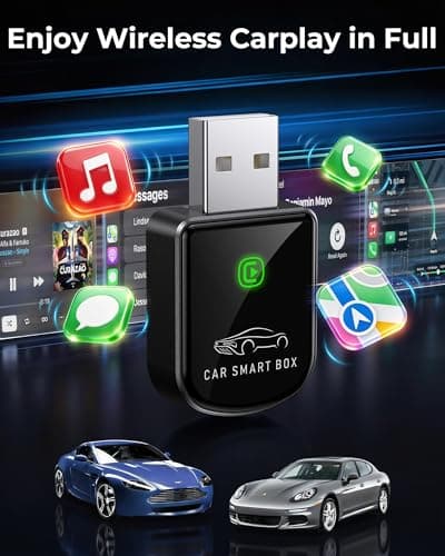 Luckyish Wireless Carplay Adapter for iPhone Latest Upgrade, Tiny Bluetooth Receiver Convert Wired to Wireless for Apple Car Play Plug & Play, Zero-Lag Media GPS Works with 2016+ Cars (Matte Black) — view 4