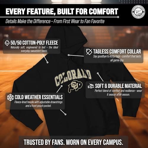 Campus Colors Colorado Buffaloes Arch & Logo Gameday Hoodie - Black Medium — view 2