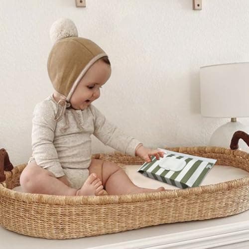 Baby Wipe Holder,Wipe Dispenser, 3-Pack Portable Refillable Wipe Container,Reusable Travel Baby Wipes Case, Waterproof and Dustproof, Wipe Holder for Diaper (Green) — view 4