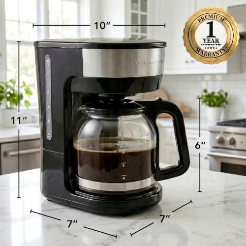 OVENTE 12-Cup Drip Coffee Maker with Easy On/Off Switch, Black CM412B — view 5