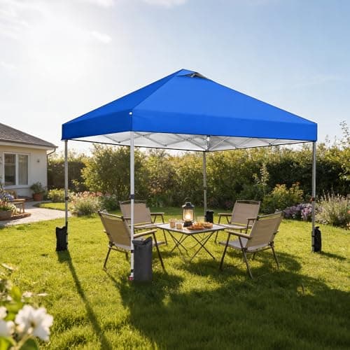 OLIXIS 10x10ft 1-Person Pop Up Canopy Tent, Heavy Duty One Push Setup Portable Outdoor Shelter for Beach Events Camping with Rolling Carry Bag, Navy Blue — view 2