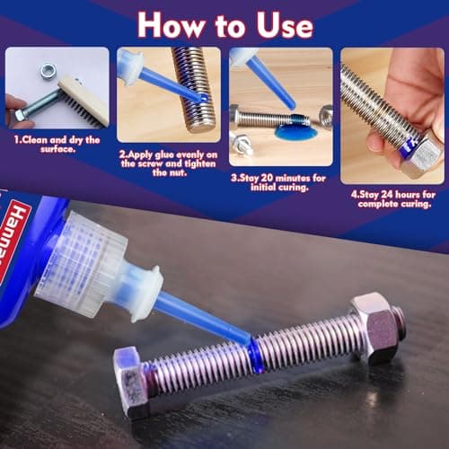 Threadlocker 1.69 Fl oz/ 50 ml Medium Strength 243, Lock & Seal Nuts, Bolts, Fasteners and Metals, Blue Thread Lock Against Losening and Leakage (medium-50ml) — view 4